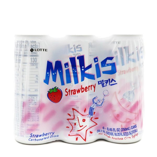 Lotte Milkis Carbonated Drink Strawberry Flavor 250ml x 6 Cans on Sale