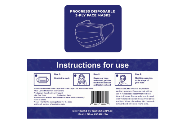 Progress Disposable 3-ply Face Mask Discount