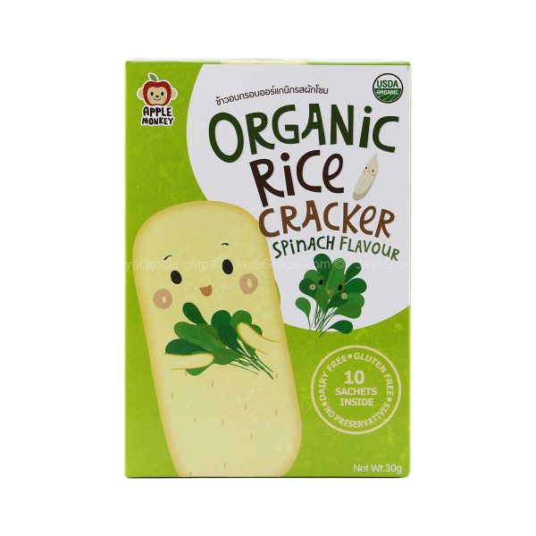 Monkey Organic Rice Cracker Spinach Flavour 30g For Cheap