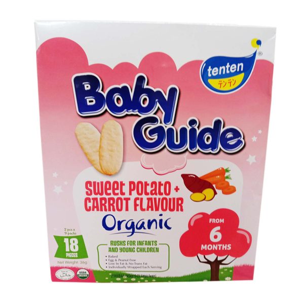 Tenten Baby Guide Rice Rusks Sweet Potato and Carrot Flavour 36g Discount