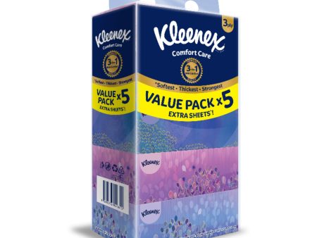 Kleenex Family Box Facial Tissue 3Ply 90pcs x 5 For Discount