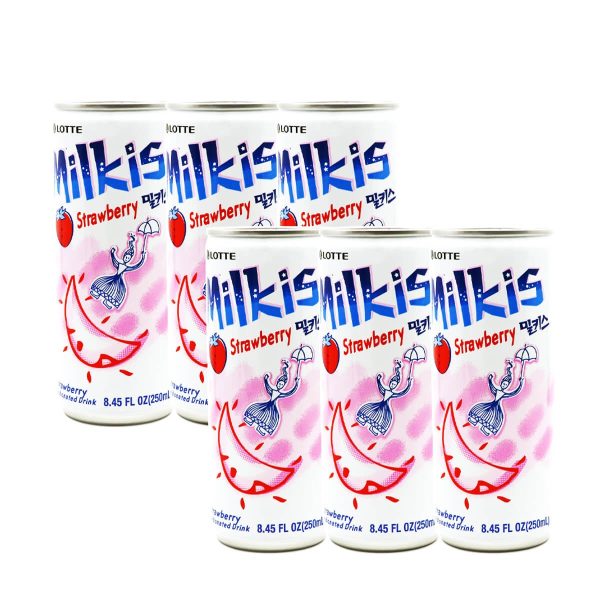 Lotte Milkis Carbonated Drink Strawberry Flavor 250ml x 6 Cans on Sale