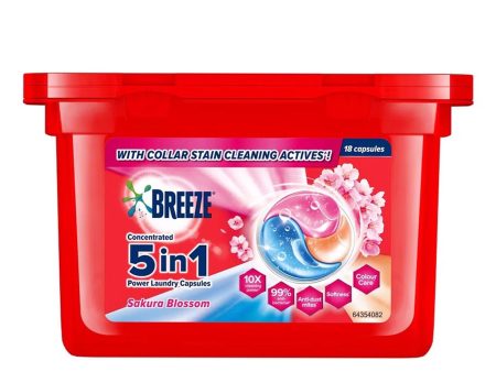 Breeze 3 in 1 Laundry Capsules Sakura Blossom Scent 18pcs pack Hot on Sale