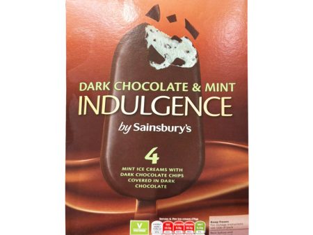 Sainsbury s Dark Chocolate and Mint Indulgence Ice Cream Sticks 110ml x 4 Online now