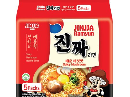 Jinjja Ramyun Spicy Mushroom 120g x 5 For Sale