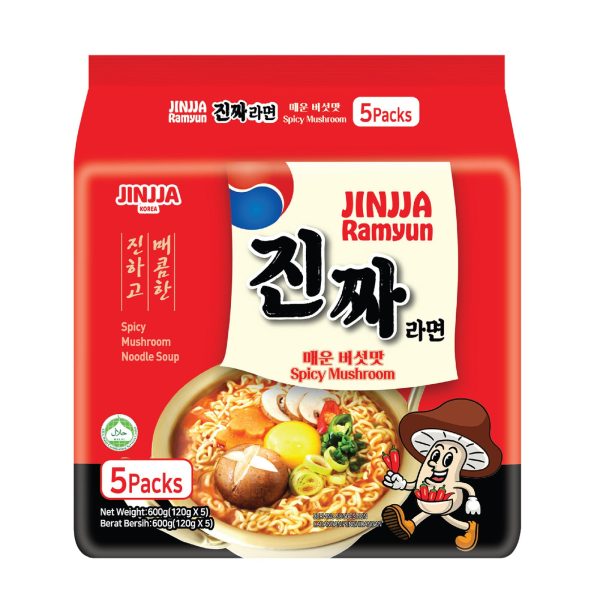 Jinjja Ramyun Spicy Mushroom 120g x 5 For Sale