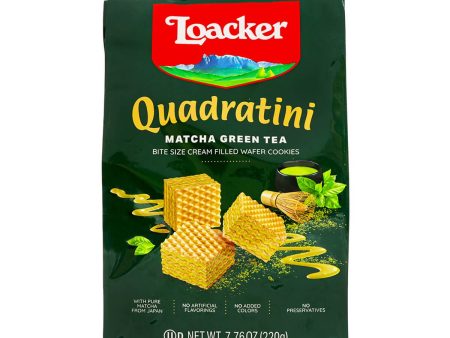 Loacker Quadratini Matcha Green Tea Chocalate Creme-Filled Wafer Cookies 7.76oz Online now