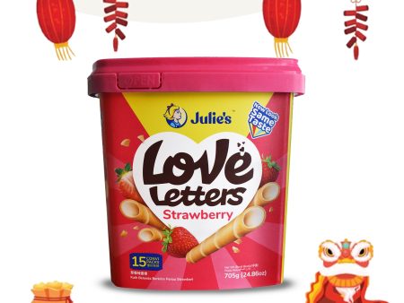 Julie s Love Letters Biscuit Wafers with Strawberry Cream (Tub) 705g Sale