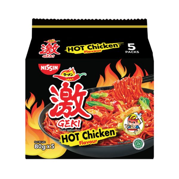 Nissin Geki Hot Chicken Flavour Instant Noodle 80g x 5 on Sale