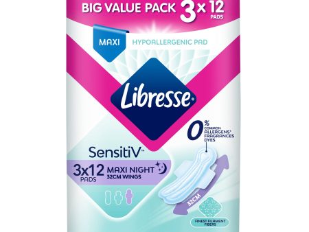 Libresse SensitiV Maxi Night Wings (32cm) 12pcs x 3 Online