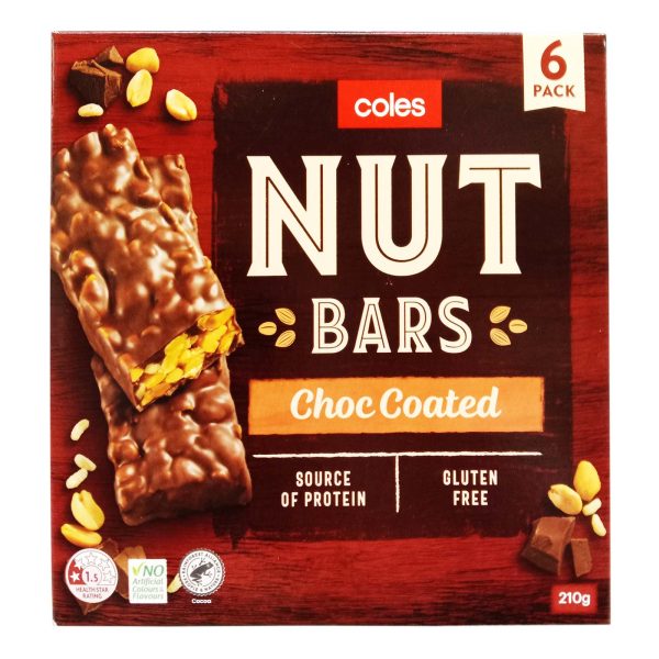 Coles 6 Nut Bars Chocolate Coated Cereal Bar 210g Online