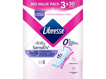 Libresse SensitiV Longer & Wider Slim Panty Liners 30pcs x 3 For Cheap