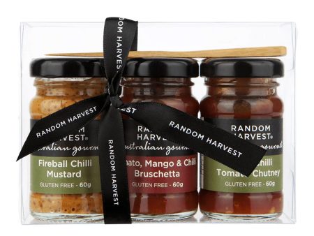 Random Harvest Gourmet Mini-Me Chilli Mustard Bruschetta & Chutney Bbq Kit 60g x 3 For Sale