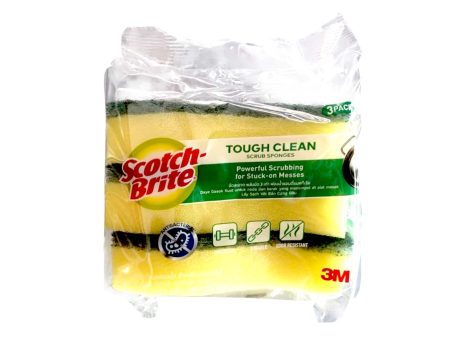 Scotch Brite Tough Clean Scrub Sponge 3pcs pack For Cheap